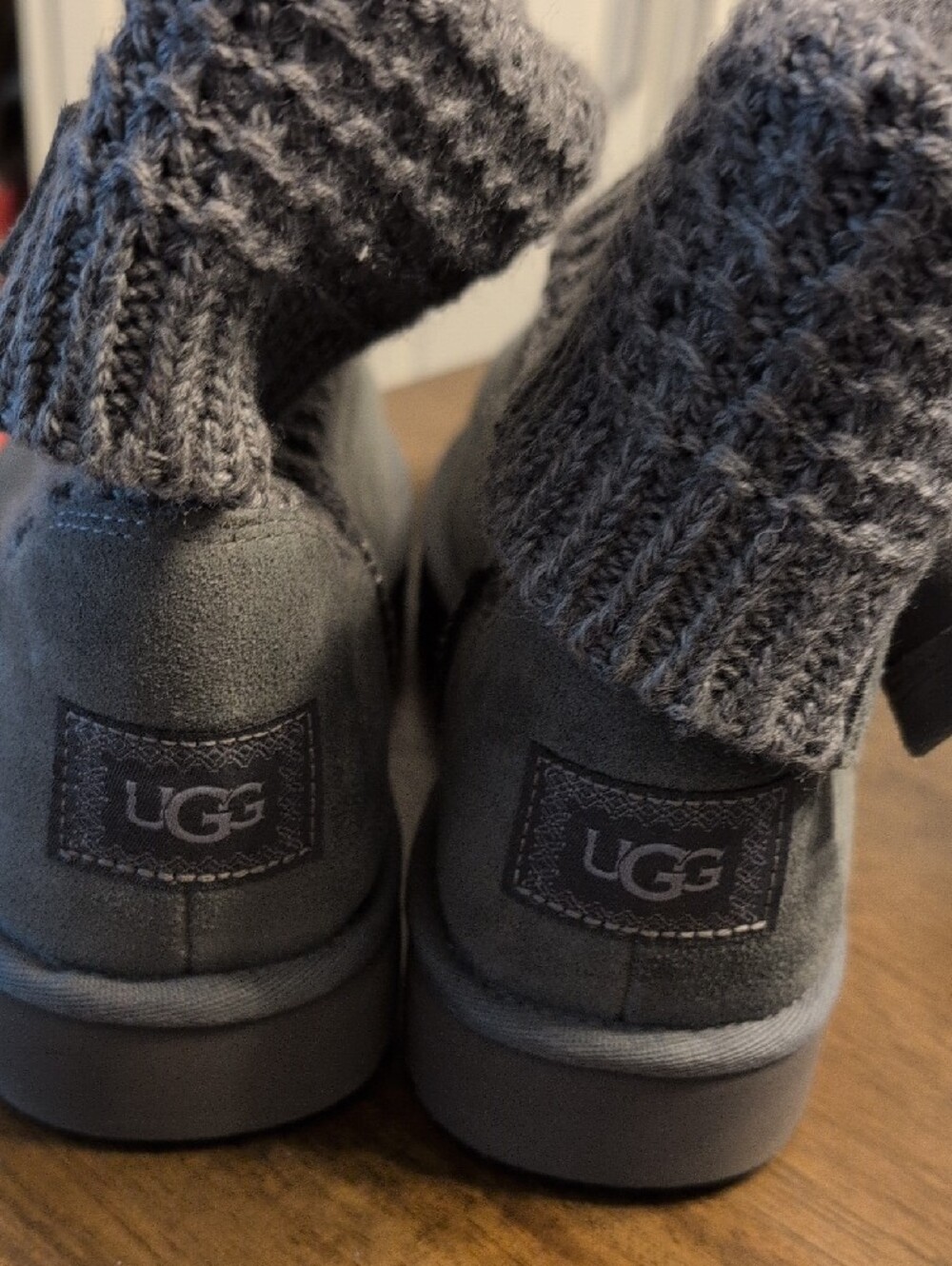 Ugg Women's Knit-Cuff Ankle Winter Boot with Buckle - Gray - Picture 2 of 5
